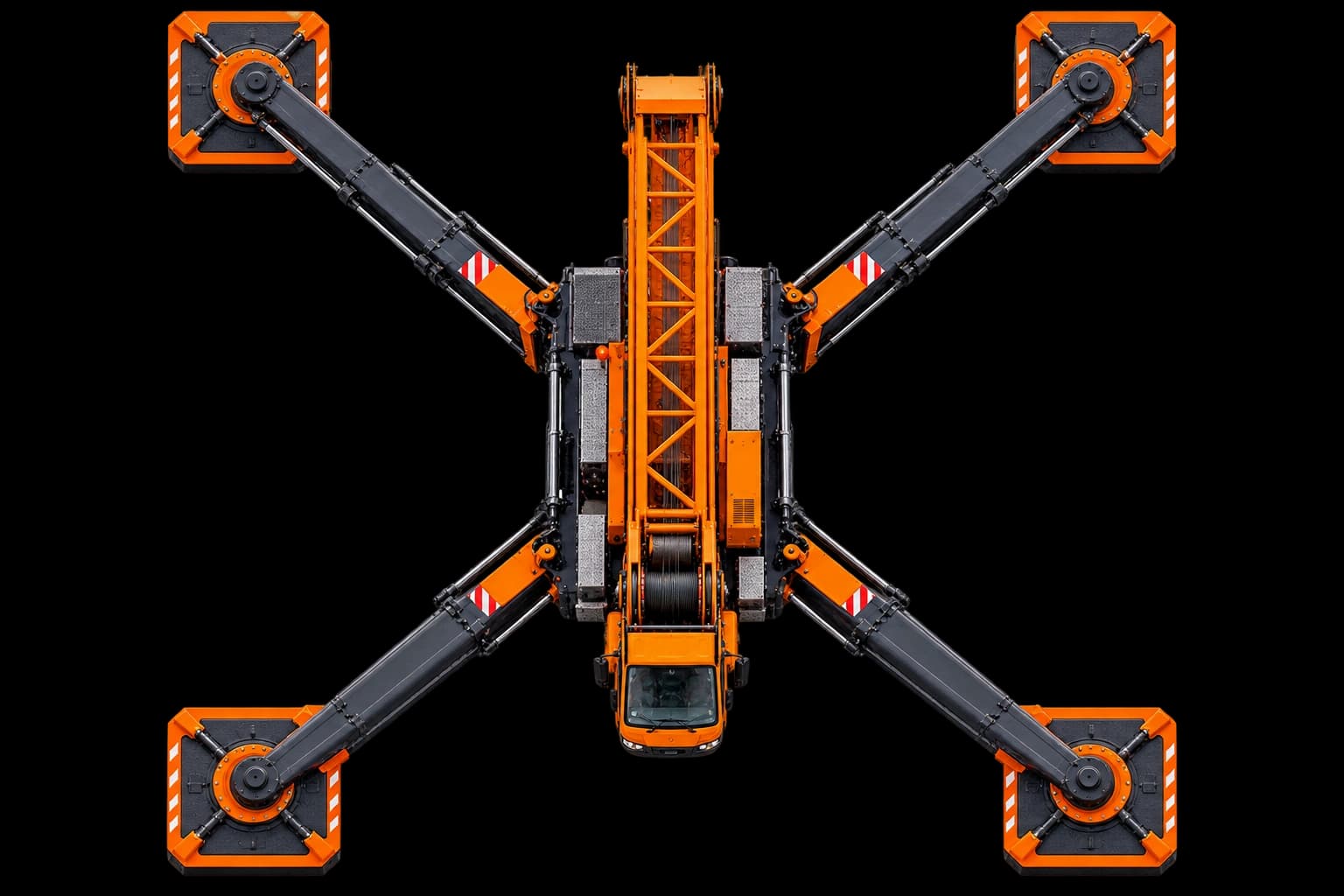 All-terrain mobile crane with four outriggers