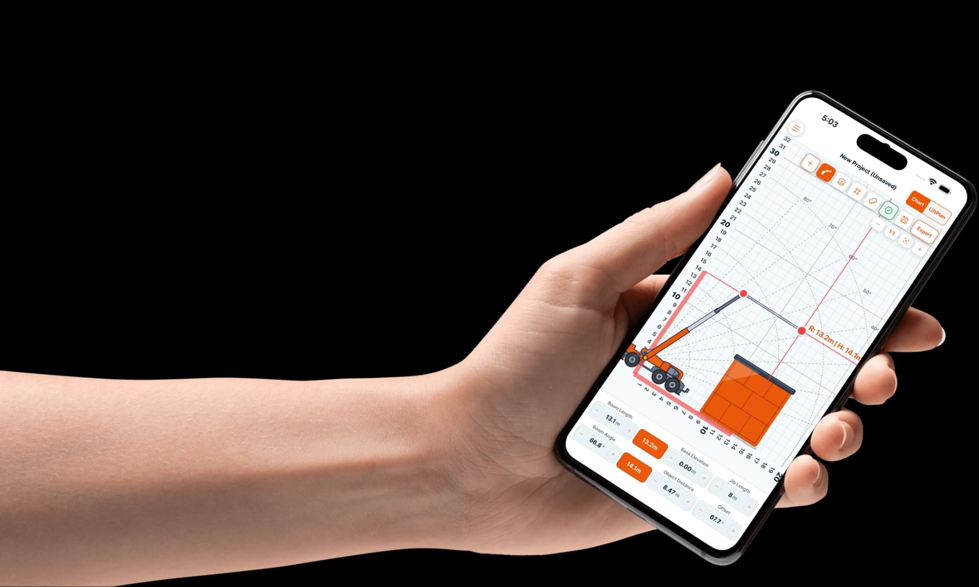 Hand holding the OutriggerPlan mobile app
