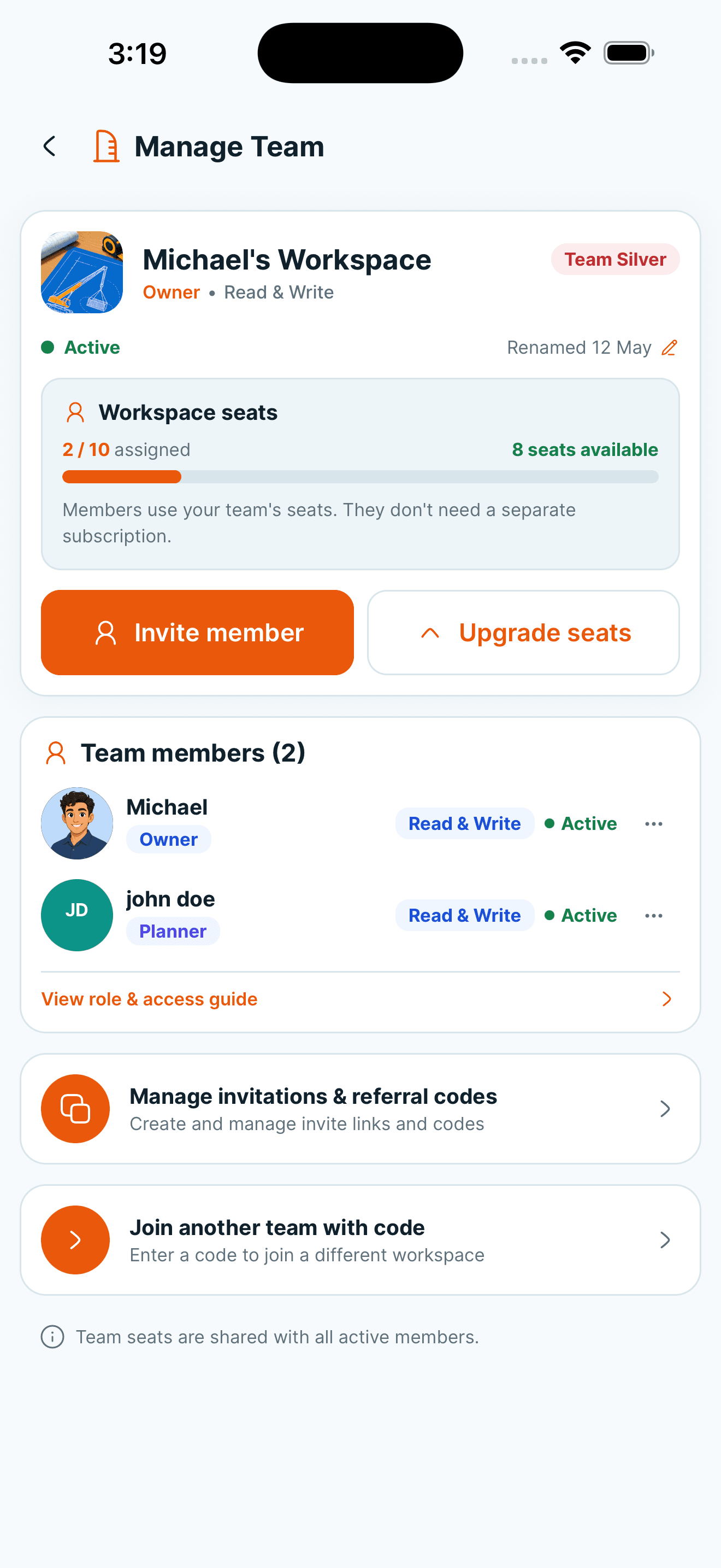 Team Management mockup preview